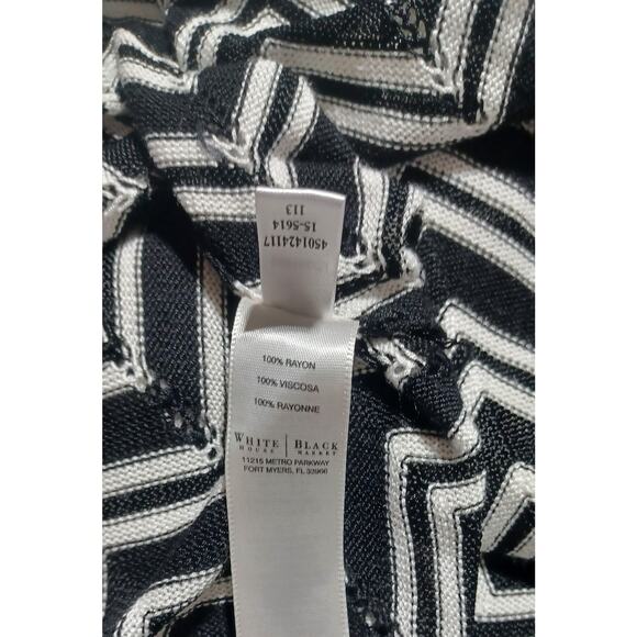 White House Black Market sz L Chevron Stripe Pointelle Sweater Dress Black White - Picture 7 of 9